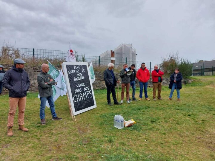 Les manifestants avec des pancartes et des drapeaux