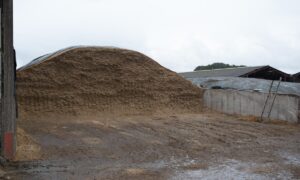 Un silo d'ensilage sur un élevage laitier.