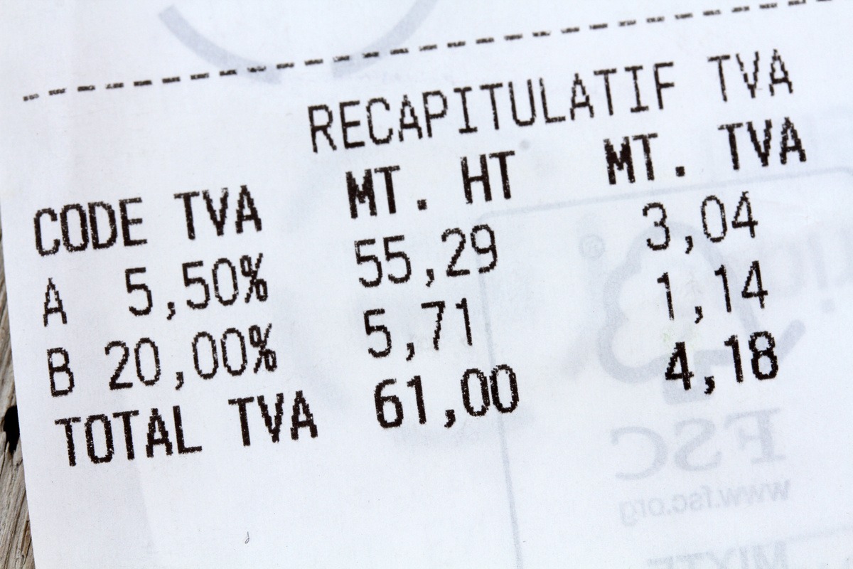 ticket de caisse avec montant de la TVA - Illustration Les effets des taux de TVA sur l’alimentation