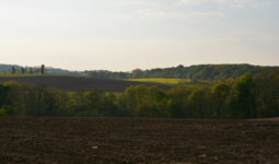 paysage breton avec champ labouré au premier plan