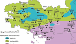 carte de la pousse de l'herbe en bretagne du 13 au 19 mai 2025