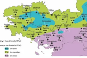 carte de la pousse de l'herbe en bretagne du 13 au 19 mai 2025
