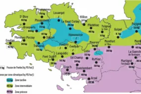 carte de la pousse de l'herbe en bretagne du 20 au 26 mai 2025