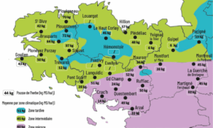 carte de la pousse de l'herbe en bretagne du 20 au 26 mai 2025