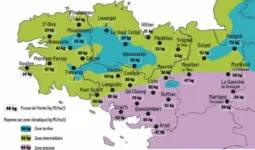 carte de la pousse de l'herbe en bretagne du 6 au 12 mai 2025