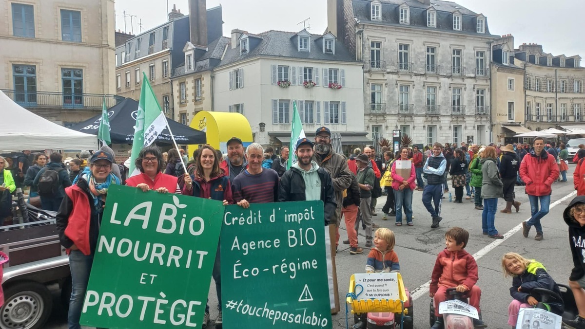 Manifestants dans la rue - Illustration La bio ne lâche rien
