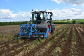 Un tracteur dans un champ