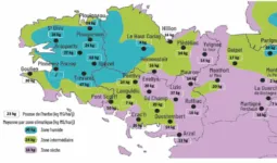 carte de la pousse de l'herbe en bretagne du 11 au 16 juin