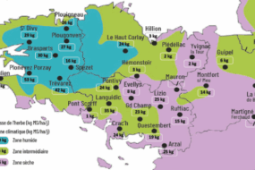 carte de la pousse de l'herbe en Bretagne du 17 au 24 juin