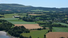 Vue aérienne d'un paysage bocager