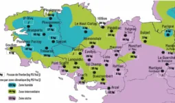 carte de la pousse de l'herbe en bretagne du 1er au 7 juillet