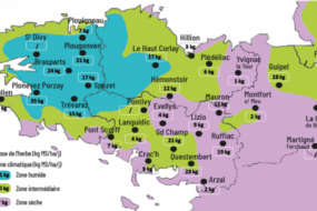 carte de la pousse de l'herbe en bretagne du 25 au 30 juin