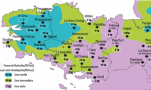 carte de la pousse de l'herbe en bretagne du 25 au 30 juin