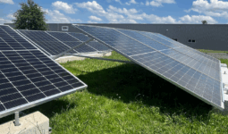 des panneaux photovoltaïque posés au sol dans un champ