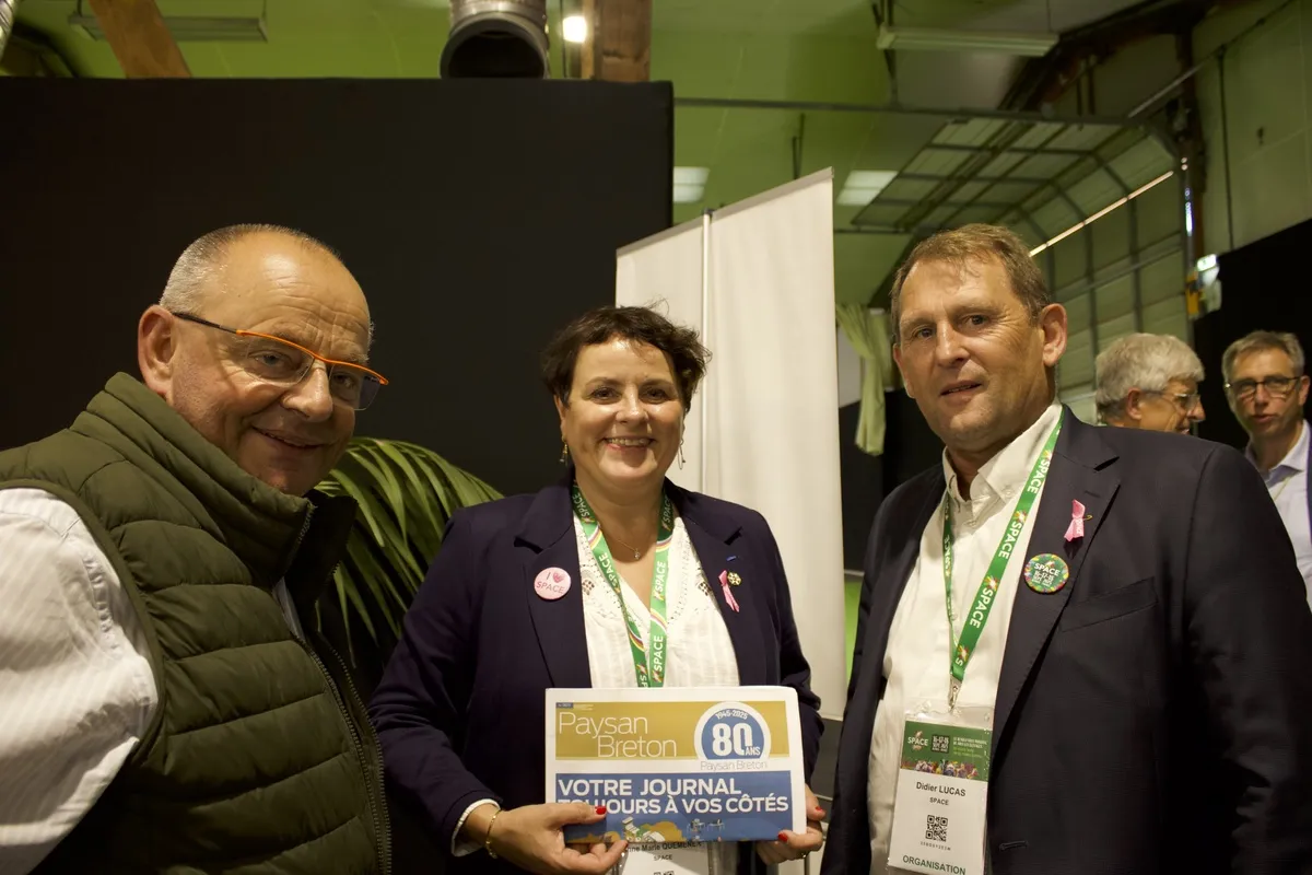 Didier Lucas, président du Space ; Anne-Marie Quemener, commissaire générale et Denis Le Moine, administrateur de Paysan Breton.
