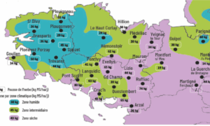 carte de la pousse de l'herbe en bretagne du 16 au 22 septembre 2025