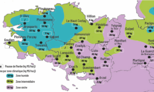 carte de la pousse de l'herbe en bretagne du 2 au 8 septembre 2025
