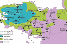 carte de la pousse de l'herbe en bretagne du 25 août au 1er septembre 2025