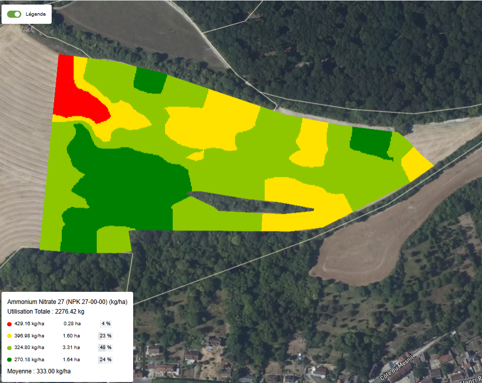 Une carte de densité de semis pour du blé