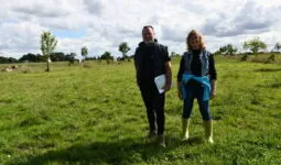 des éleveurs dans une parcelle en agroforesterie