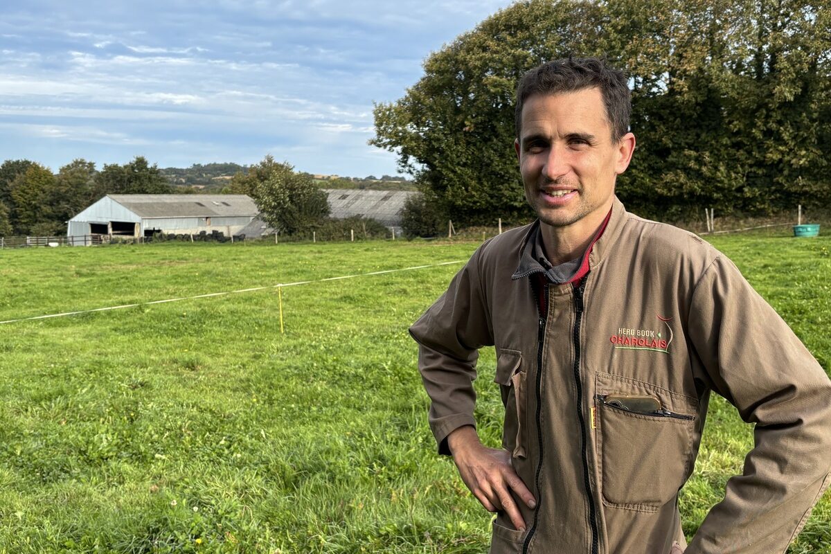 Un agriculteur dans une pâture - Illustration Pour des veaux forts au printemps