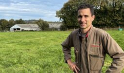 Un agriculteur dans une pâture