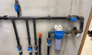 Circuit d'eau dans un bâtiment d'élevage de veaux de boucherie