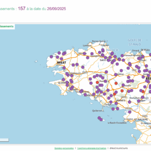 Carte de localisation des fermes en vente directe de volailles de chair en Bretagne