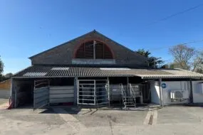 Aperçu d'un abattoir du côté de la réception des animaux