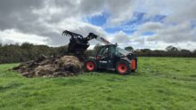 Télescopique Bobcat manipulant du fumier