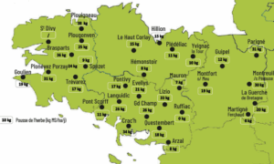 carte de la pousse de l'herbe en bretagne du 15 au 20 octobre 2025