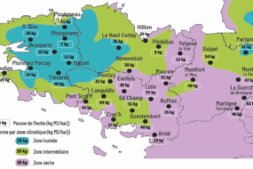 carte de la pousse de l'herbe en bretagne du 23 au 29 septembre 2025
