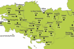 carte de la pousse de l'herbe en bretagne du 30 septembre au 6 octobre 2025