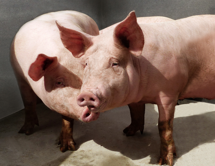 Deux cochons - Illustration Les besoins en vitamine D du porc charcutier
