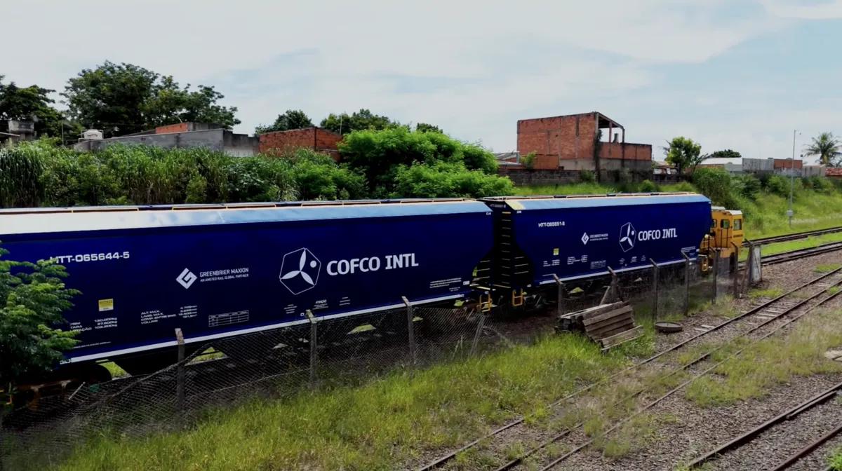 Une voie de chemin de fer au Brésil avec un train de marchandises - Illustration Infrastructures : la stratégie gagnante