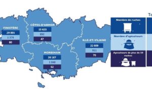 Carte de la Bretagne des déclarations de ruches 2024