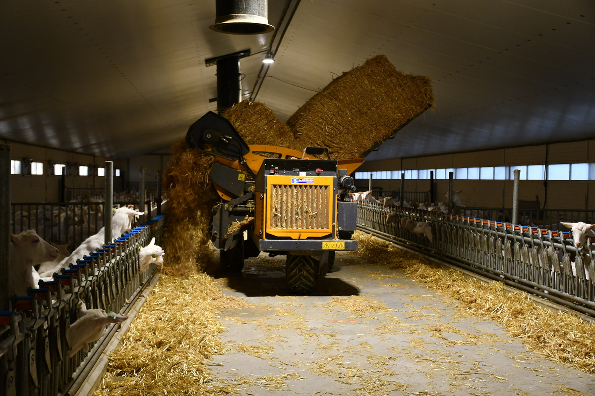 Pour la distribution de paille en alimentation, une rotation maximale de la caisse à 180° est réalisée.