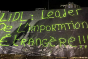 Un panneau avec une inscription dessus ; Lidl ; Leader de l'importation étrangère