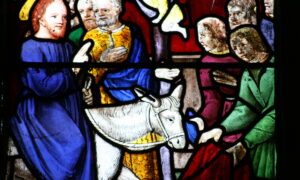 Vitrail de l'église Saint-Ouen des Iffs représentant l'entrée à Jérusalem