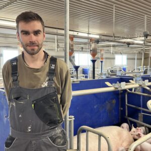 éleveur dans une maternité d'élevage de porcs
