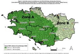 carte de la bretagne des zones à considérer pour les rsh 2026 des cultures de printemps