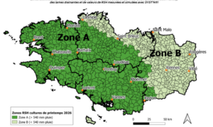 carte de la bretagne des zones à considérer pour les rsh 2026 des cultures de printemps