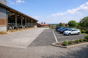 parking devant une stabulation