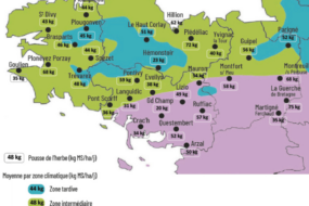 carte de la pousse de l'herbe en bretagne du 14 au 20 avril 2026