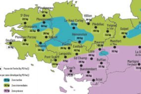 carte de la pousse de l'herbe en bretagne du 24 au 30 mars 2026
