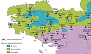 carte de la pousse de l'herbe en bretagne du 24 au 30 mars 2026