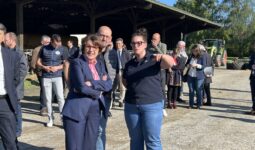 Un groupe de personnes en visite dans une exploitation agricole