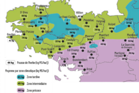 carte de la pousse de l'herbe en bretagne du 12 au 18 mai 2026