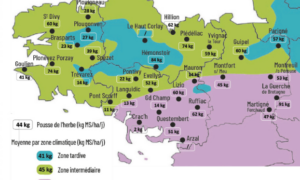 carte de la pousse de l'herbe en bretagne du 12 au 18 mai 2026