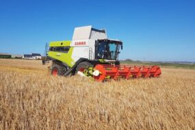 Moissonneuse dans un champ